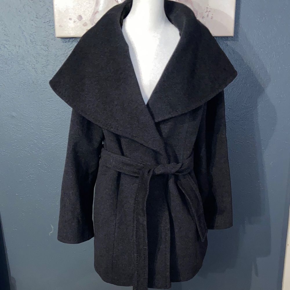 Ladies Cinzia Rocca Icons charcoal gray Women's cashmere wool blend Coat size 8